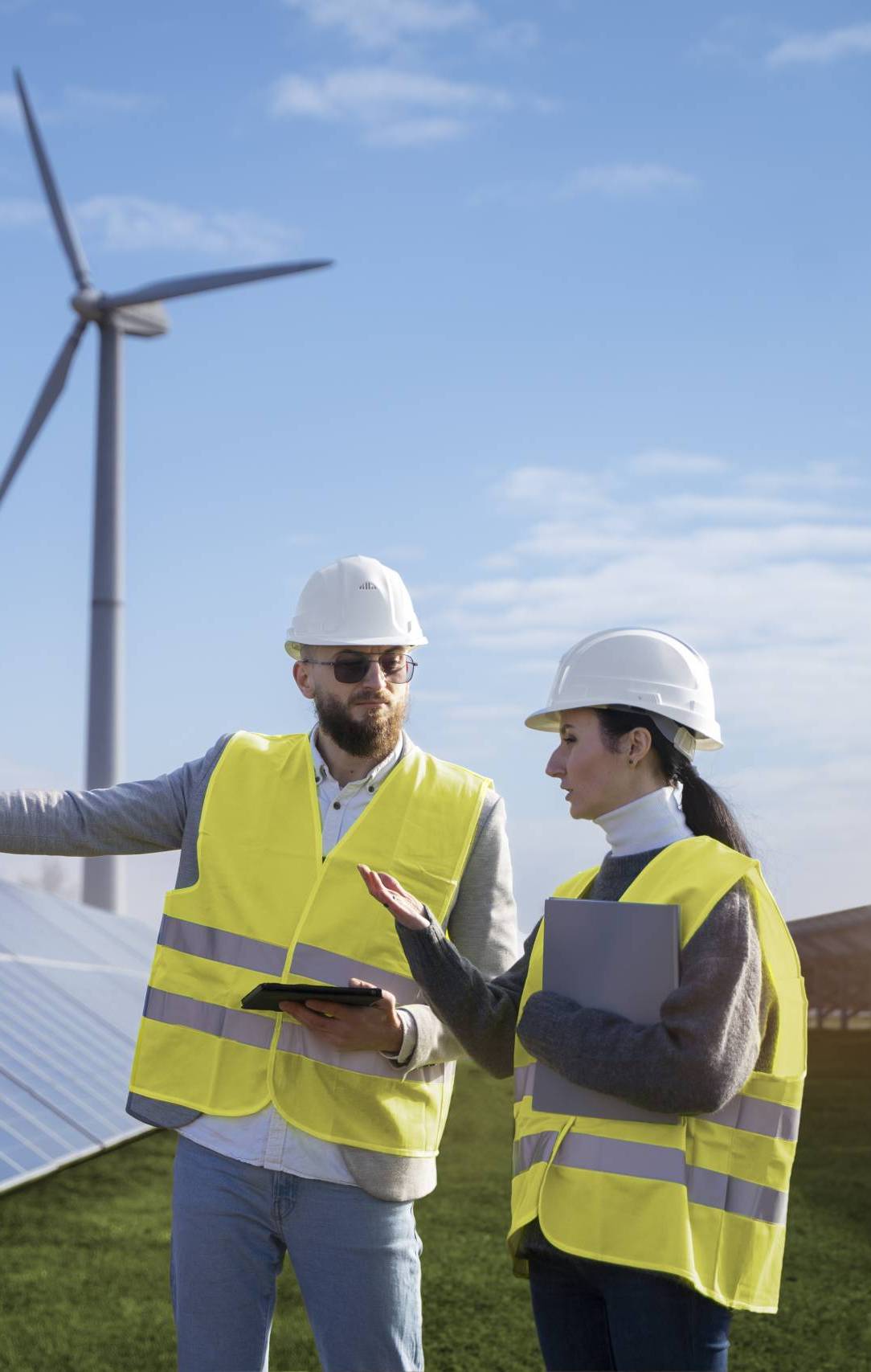 ingenieros-de-tiro-medio-hablando-de-paneles-solares